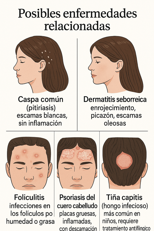 Dermatitis, caspa y desequilibrio del cuero cabelludo