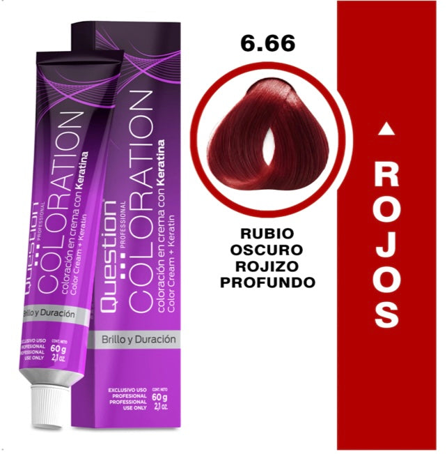 Coloration  Question professional /Tinte 6.66 Rubio Oscuro Rojizo Profundo