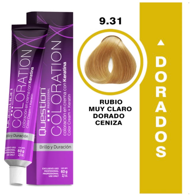 Coloration  Question professional /9.31 – Rubio Muy Claro Ceniza Dorado