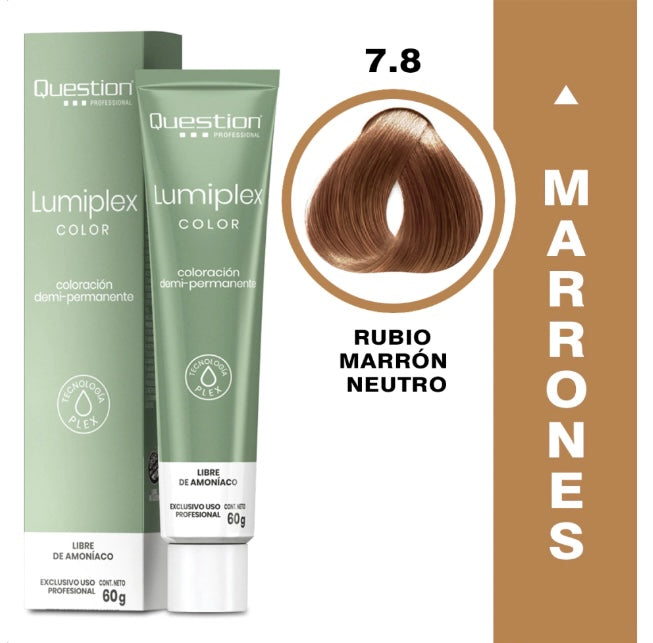 Lumiplex | Demi Permanente con Plex | 7.8 Rubio Medio Marrón Cálido