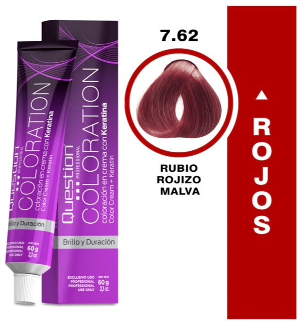 Coloration  Question professional /Tinte 7.62 Rubio Rojizo Malva