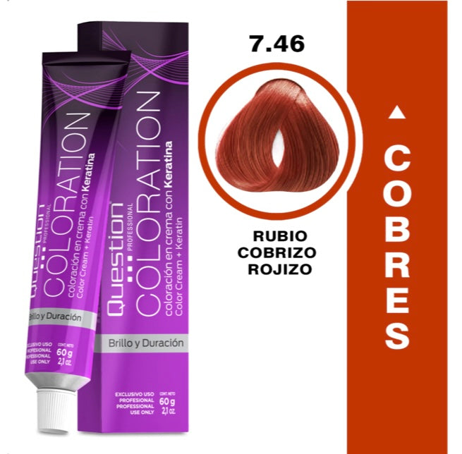 Coloration  Question professional /Coloration 7.46V– Rubio Cobrizo Rojizo Vibrante