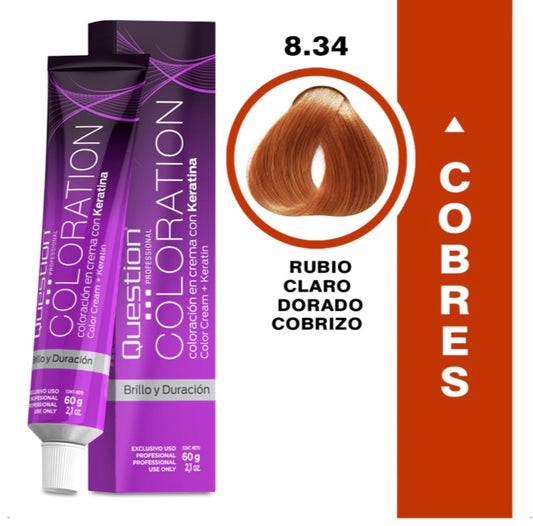 Coloration  Question professional /8.34 Rubio Claro Dorado Cobrizo