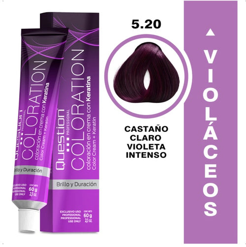 Coloration 5.20 Violáceo Intenso Castaño Claro Question Professional coloración profesional