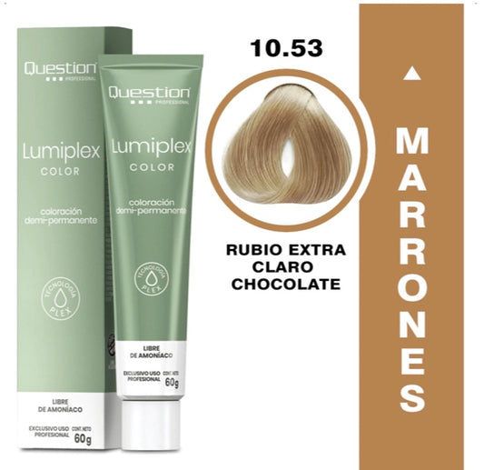 Lumiplex | Demi Permanente con Plex | 10.53 Rubio Extra Claro Chocolate Dorado