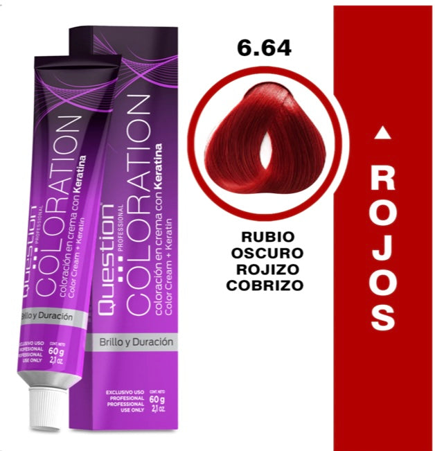 Coloration  Question professional /6.64 – Rubio Oscuro Rojizo Cobrizo