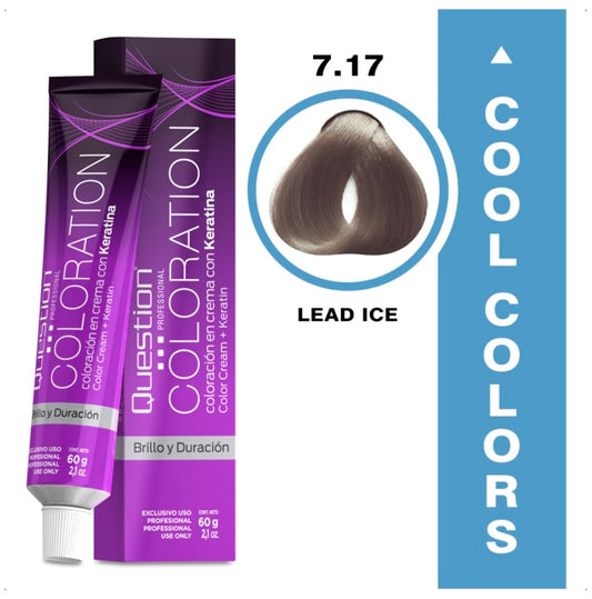 Coloration  Question professional 7.17 – LEAD ICE (Rubio Medio Ceniza Perla Verde-Violeta)