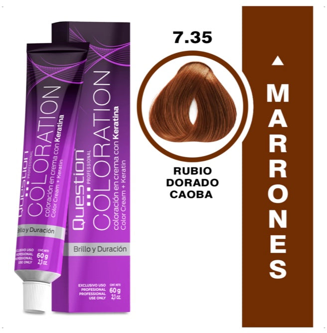 Coloration  Question professional /7.35 – Rubio Dorado Caoba