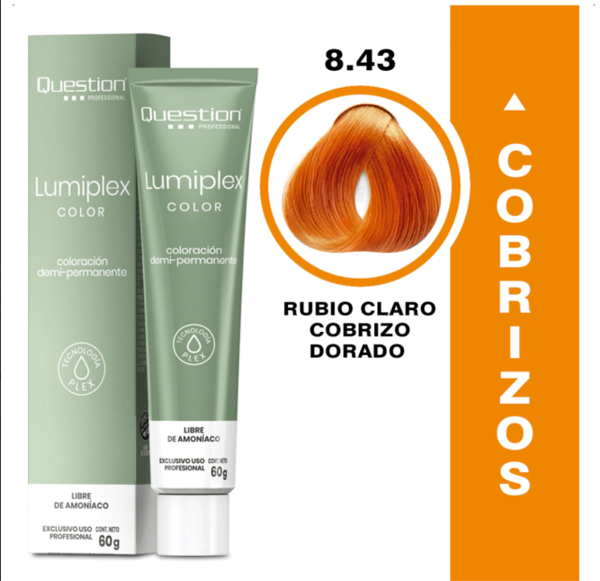 Lumiplex | Demi Permanente con Plex | 843 Rubio Cobrizo Dorado