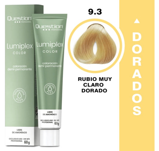 Lumiplex | Demi Permanente con Plex | 9-3 Rubio Muy Claro Dorado