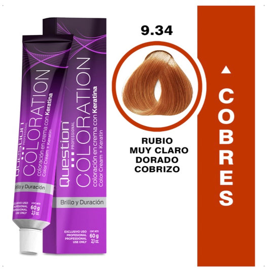 Coloration  Question professional /9.34 Rubio Muy Claro Dorado Cobrizo