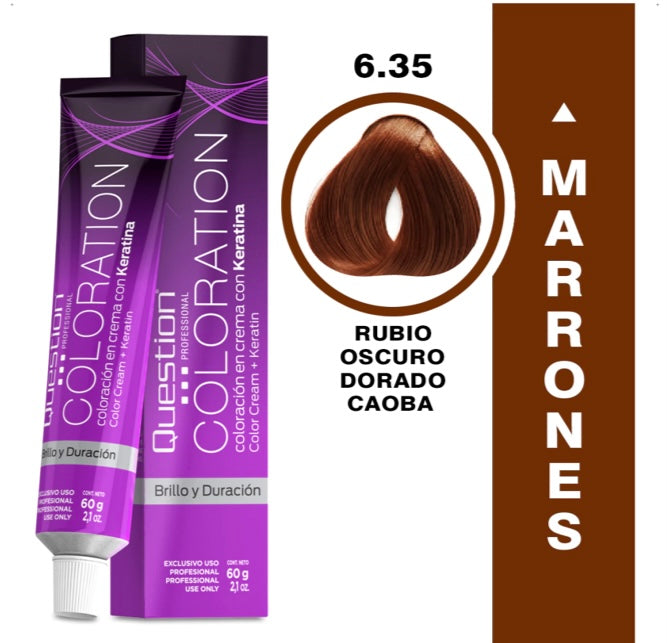 Coloration  Question professional /6.35 – Rubio Oscuro Dorado Caoba